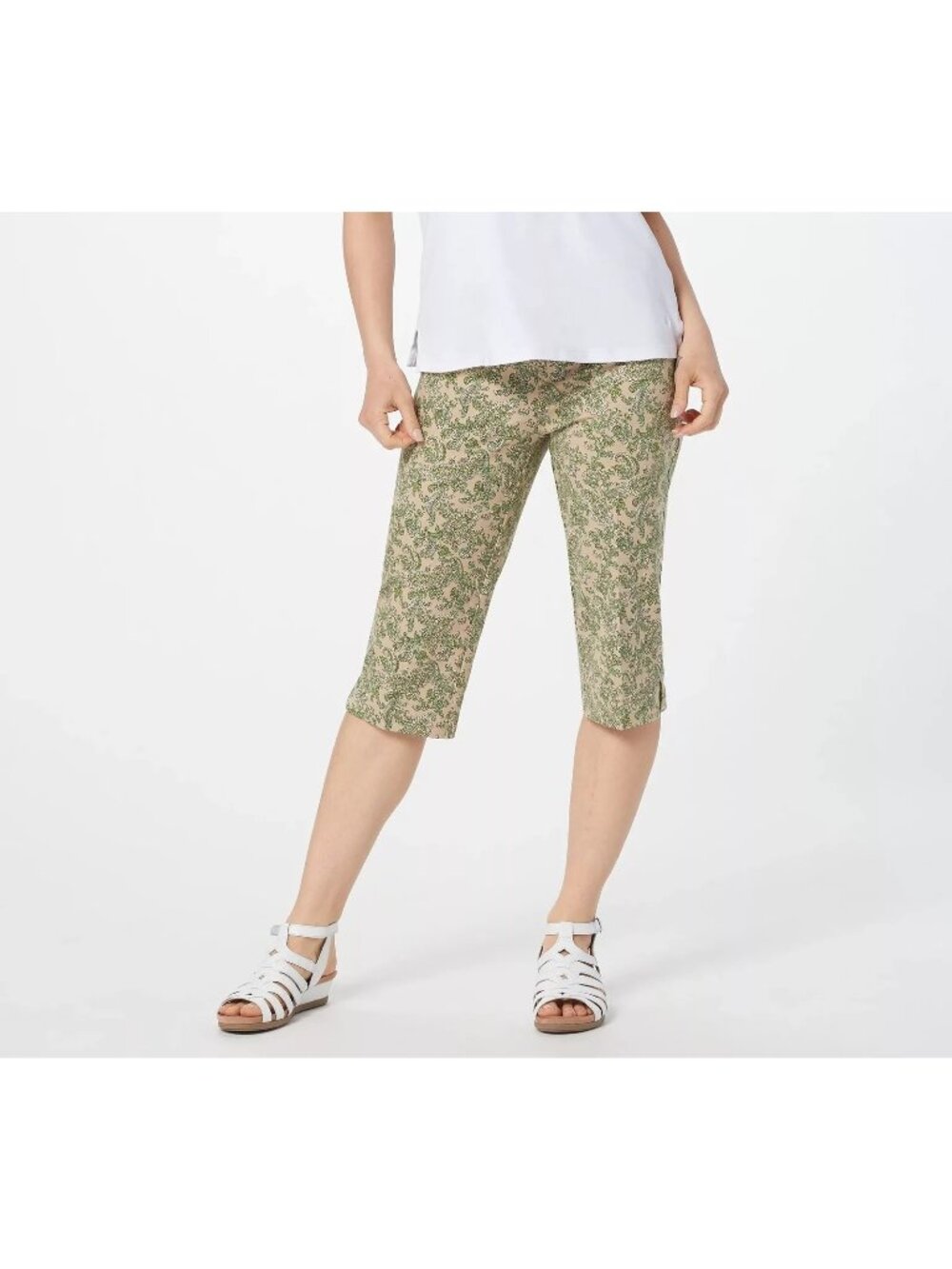 Isaac Mizrahi Live Capri Pants Size 2 Tall 24/7 Stretch Petal Pushers Paisley NE